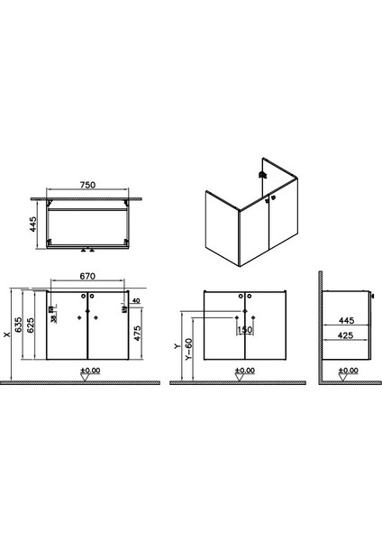 Shift T20 Lavabo Dolabı 81009, 80 Cm, Kül Gri, Lavabolu, Çift Kapaklı, Yavaş Kapanır