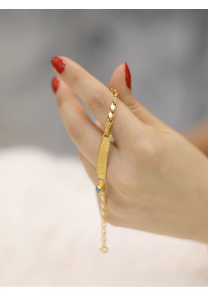 14 Ayar Altın Pullu Halep Zincirli Künye Bileklik