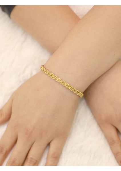 14 Ayar Altın Çift Sıra Halat Bileklik