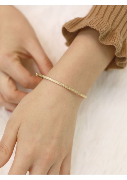 14 Ayar Altın Elastik Greek Kelepçe Bileklik