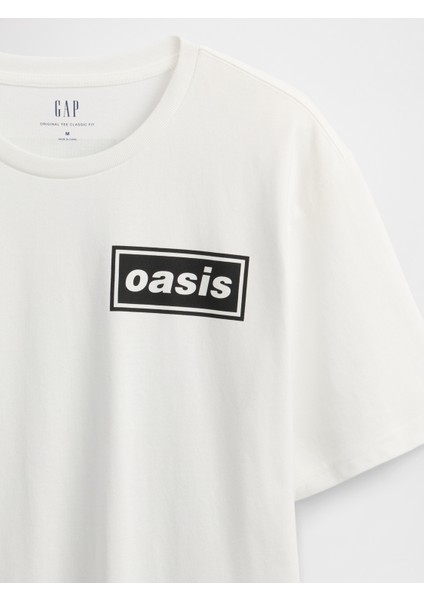 Erkek Beyaz Oasis Grafik Ringer T-Shirt modelleri