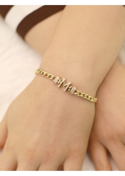 14 Ayar Altın M Harfi Gurmet Bileklik