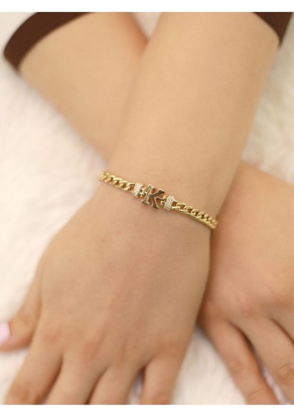 14 Ayar Altın K Harfi Gurmet Bileklik