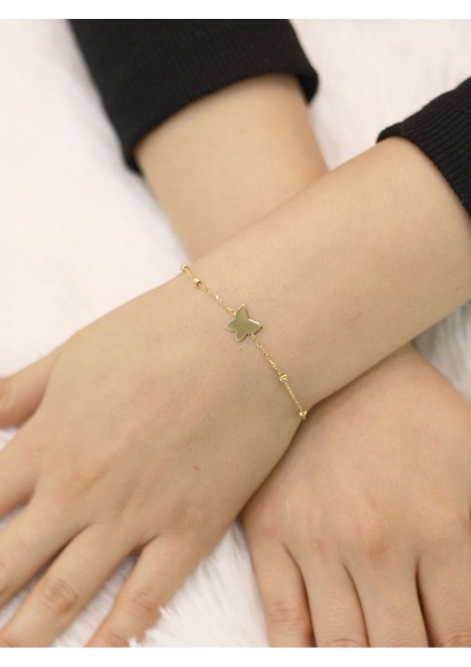 14 Ayar Altın Dorikalı Kelebek Tasarımlı Bileklik