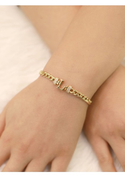 14 Ayar Altın L Harfi Gurmet Bileklik