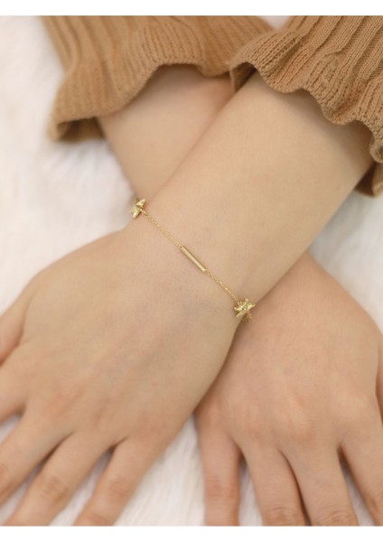 14 Ayar Altın Deniz Yıldızlı Silindirli Bileklik