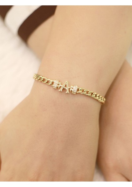 14 Ayar Altın A Harfli Gurmet Bileklik