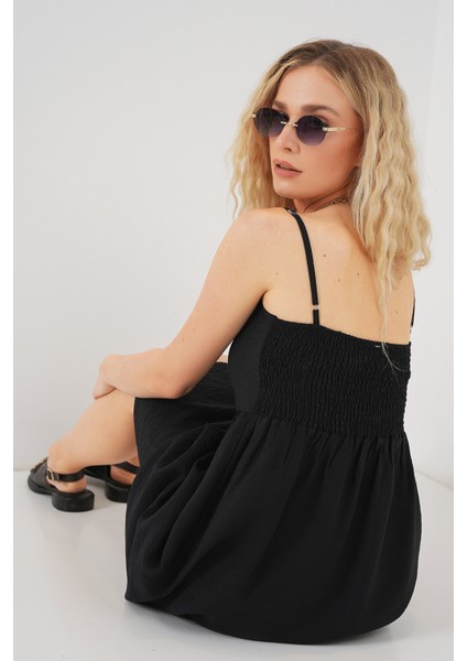 Kadın Askılı Ayrobin Elbise 2565 - Siyah fırsatları