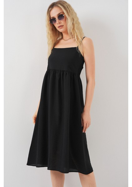 Kadın Askılı Ayrobin Elbise 2565 - Siyah indirimleri