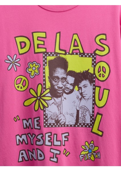 Erkek Pembe De La Soul Grafikli T-Shirt modelleri