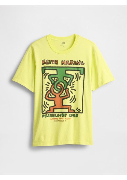 Erkek Sarı Keith Haring Grafik T-Shirt modelleri