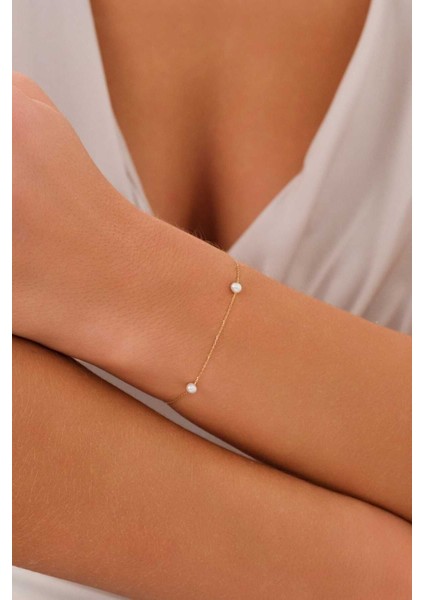 14 Ayar Altın Incili Bileklik