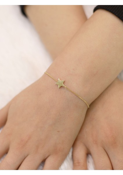 14 Ayar Altın Tek Yıldız Bileklik