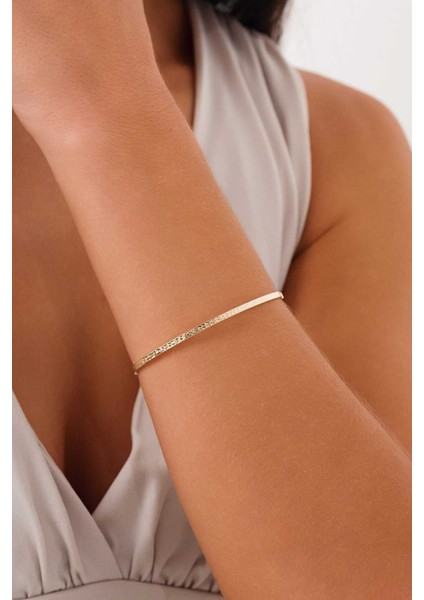 14 Ayar Altın Elastik Parıltı Kelepçe