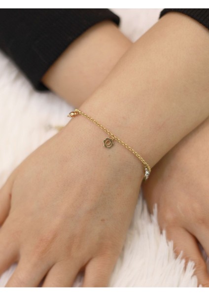 14 Ayar Altın Sallantılı Ince Doc Zincir Bileklik