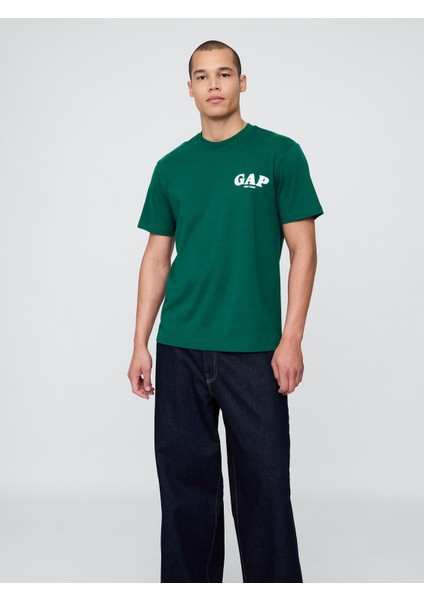 Erkek Koyu Yeşil Everyday Soft Relaxed Grafik T-Shirt fırsatları