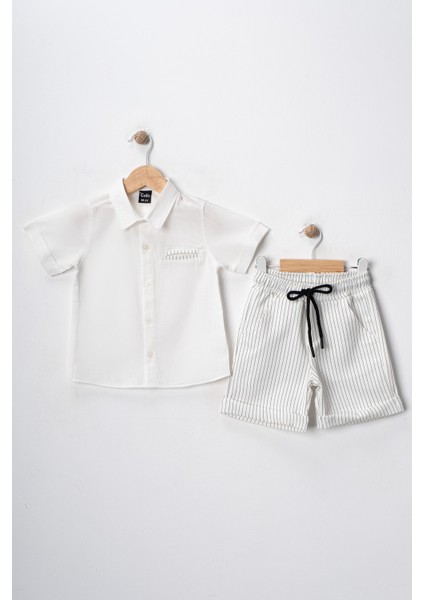 Erkek Çocuk Yazlık Çizgili Desenli 2'li Takım Gömlek ve Şort fiyatları