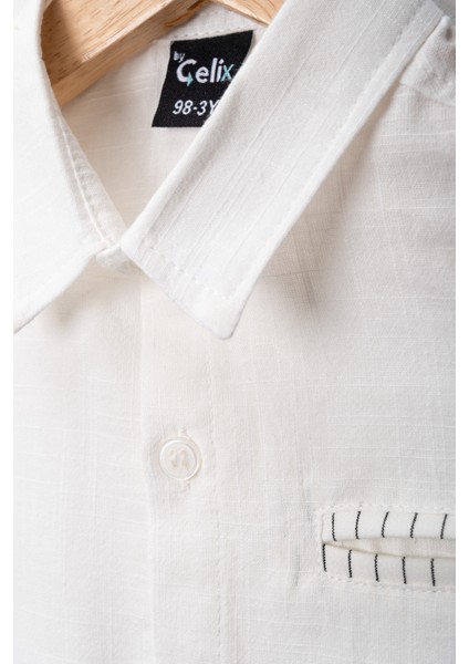 Erkek Çocuk Yazlık Çizgili Desenli 2'li Takım Gömlek ve Şort fırsatları