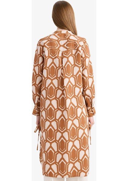 Regular Fit Desenli Uzun Kollu Gömlek Tunik F2183AX25SM