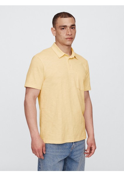 Erkek Sarı Cepli Polo T-Shirt