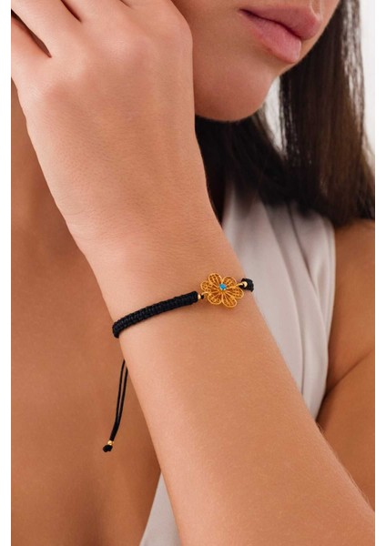 14 Ayar Altın Ipli Papatya Bileklik