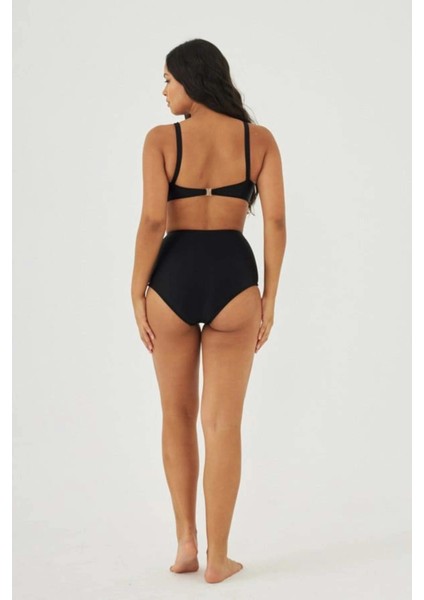 Starinci Kadın Siyah Yüksek Bel Bikini Takımı Esnek Örme Kumaş ile Şık Tasarım indirimleri