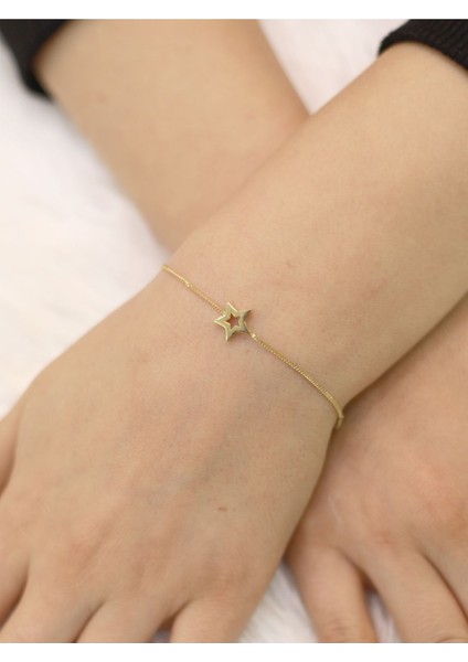 14 Ayar Altın Içi Boş Tek Yıldız Bilkeklik