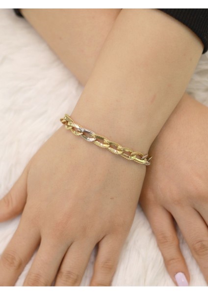 14 Ayar Altın 3'lü Silver Klasik Hallow Bileklik