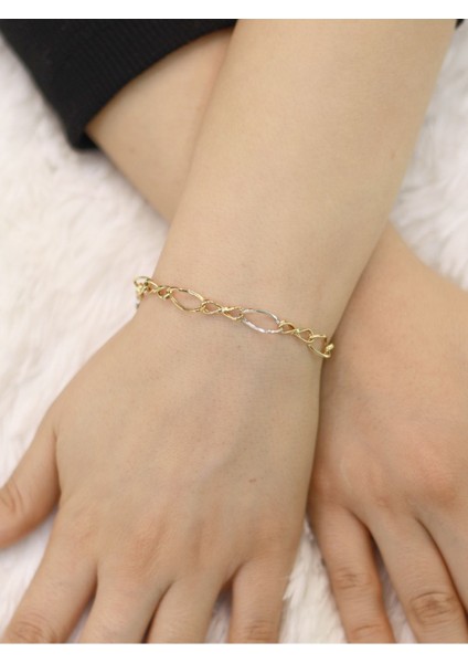 14 Ayar Altın Çift Renk Sonsuzluk Hallow Bileklik