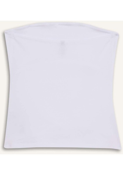 Slim Fit Dar Kesim Straplez Beyaz Bluz F4425AX25SM