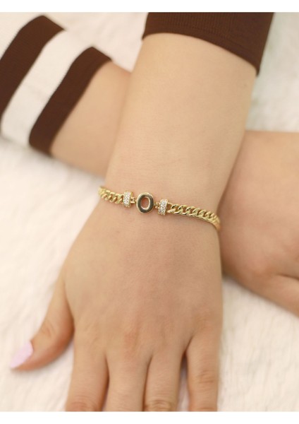 14 Ayar Altın Kalın O Harfi Gurmet Bileklik