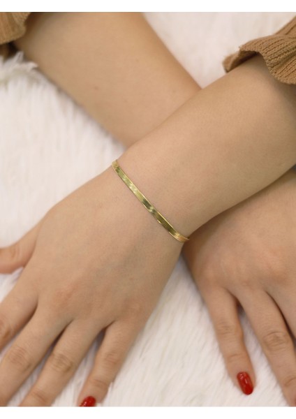 14 Ayar Altın Italyan Ezme Bileklik