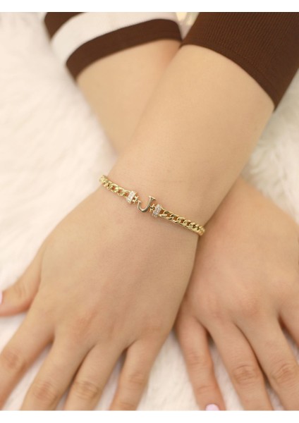 14 Ayar Altın J Harfi Gurmet Bileklik