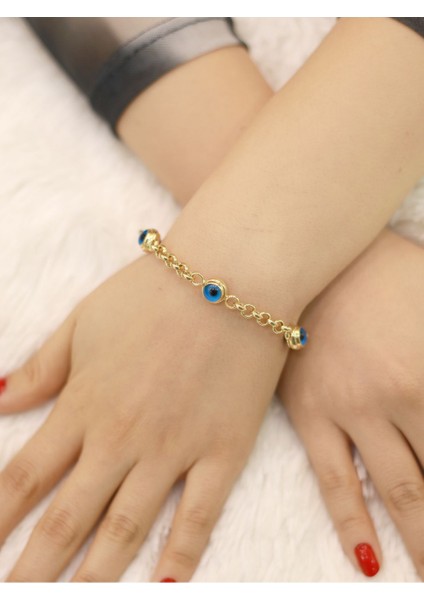 14 Ayar Altın Büyük 3 Gözlü Doç Bileklik