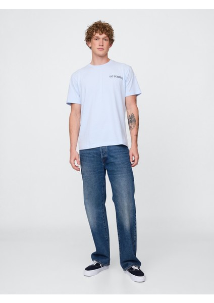 Erkek Açık Mavi Everyday Soft Relaxed Grafik T-Shirt indirimleri