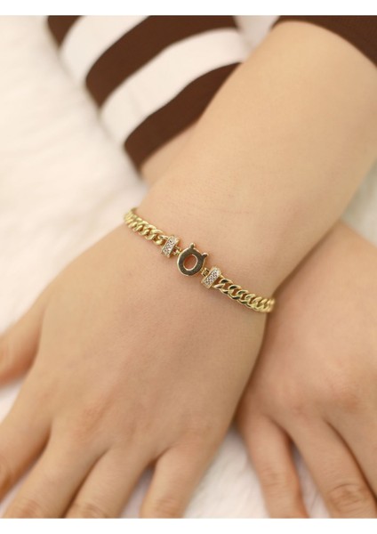 14 Ayar Altın Kalın Ö Harfli Gurmet Bileklik