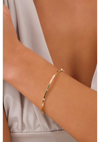 14 Ayar Altın Elastik Kelepçe Bileklik