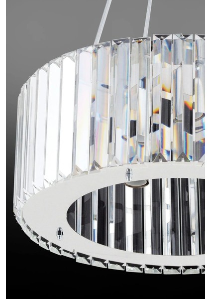 Lüx Elmas 35 cm Gümüş Kristal Avize