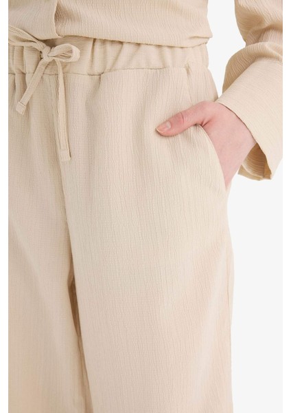 Relax Fit 2'li Takım Gofre Dokulu Uzun Kollu Gömlek Pantolon F4094AX25SM