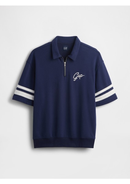 Erkek Lacivert Vintagesoft Fermuarlı Gap Logo T-Shirt modelleri