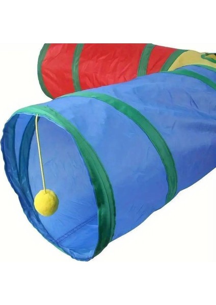 4 Yollu Kedi Tüneli Katlanır Gökkuşağı Kedi Köpek Oyun Tüneli Evcil Hayvan Oyun Tüneli 125 cm fırsatları