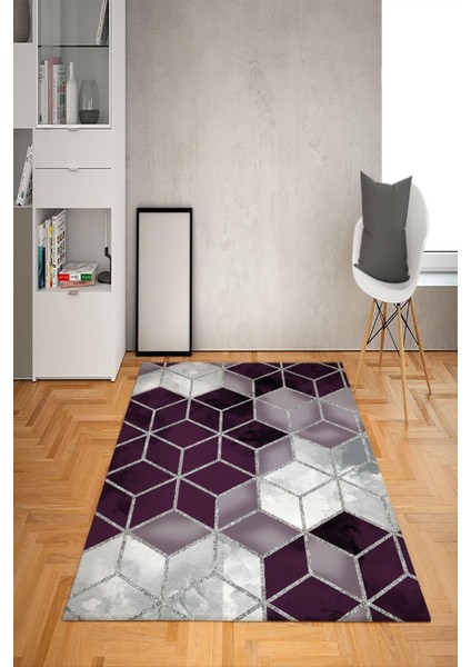 Kaymaz Tabanlı Yıkanabilir Geometrik Desenli Dot Taban Halı