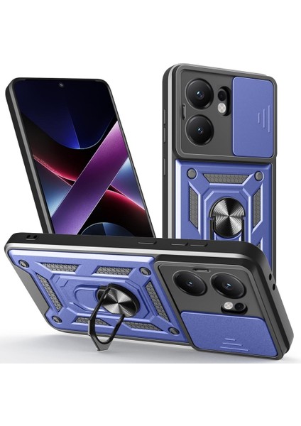 Oppo Reno 13F Kılıf Pars Yüzüklü Standlı Darbe Korumalı Lacivert
