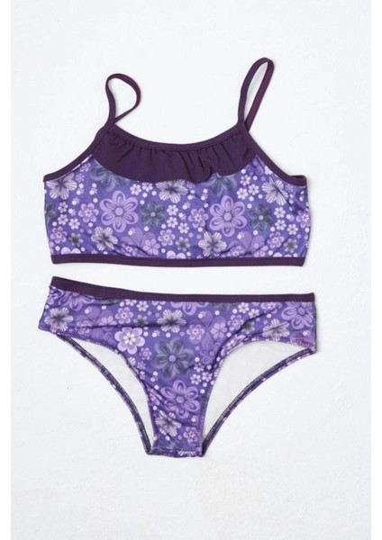 Kız Çocuk Bikini Takımı Ince Askılı Tatlı Mavi