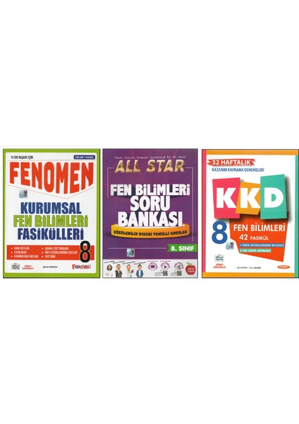 Kurmay 8.sınıf Kurumsal Yaprak Test+Newton All Star+Kurmay Kkd Fen Bilimleri (3 Kitap)