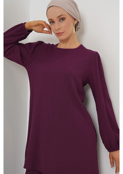 Kadın Tunik Pantolon Alt Üst Takım 6663 - Mor fırsatları