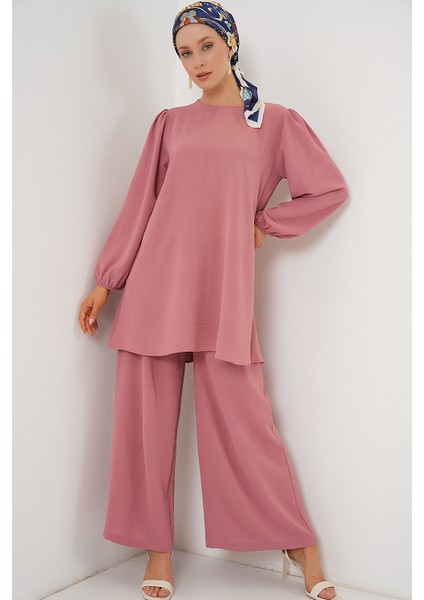 Ayrobin Tunik Pantolon Alt Üst Takım 6712 - Pembe fırsatları