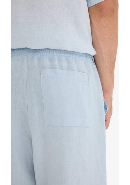 %100 Keten Relax Fit Bermuda Şort F4599AX25HS