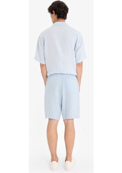 %100 Keten Relax Fit Bermuda Şort F4599AX25HS