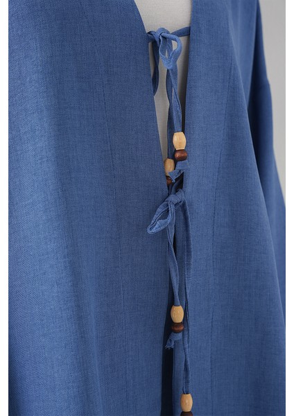 Kadın Keten Kimono Ikili Takım 6727 - Indigo indirimleri